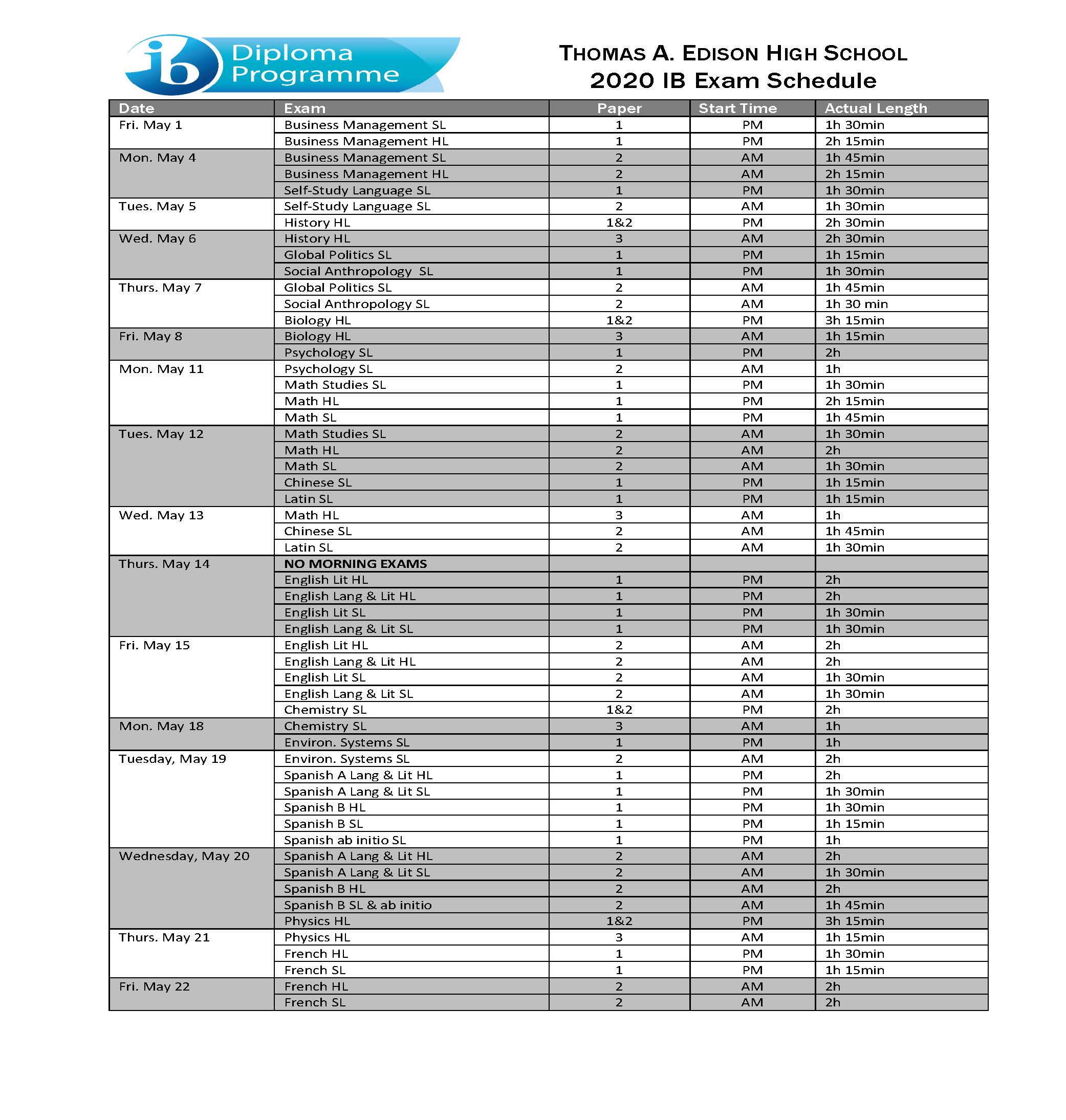 Ib Exam Schedule 2025 Nicola Hamilton